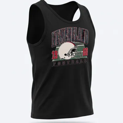Retro distressed New England football helmet graphic with team text — printed on a tank top