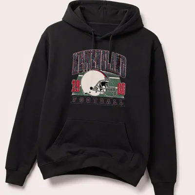 Retro distressed New England football helmet graphic with team text — printed on a unisex hoodie