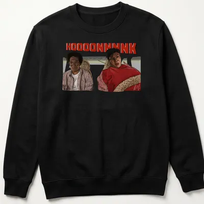 Illustrative Norbit movie characters with humorous text in vibrant colors — printed on a unisex sweatshirt