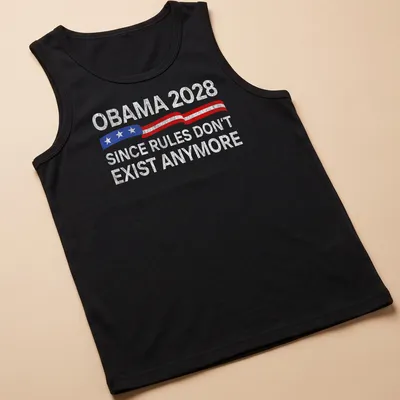 Vintage distressed Obama 2028 shirt with edgy political humor — printed on a tank top