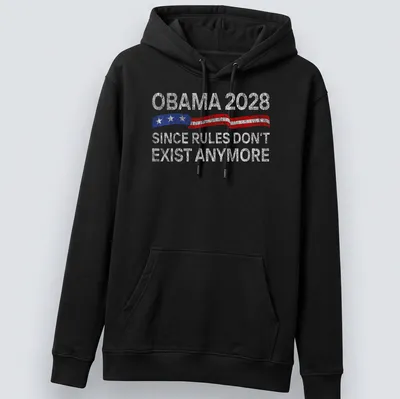 Vintage distressed Obama 2028 shirt with edgy political humor — printed on a unisex hoodie