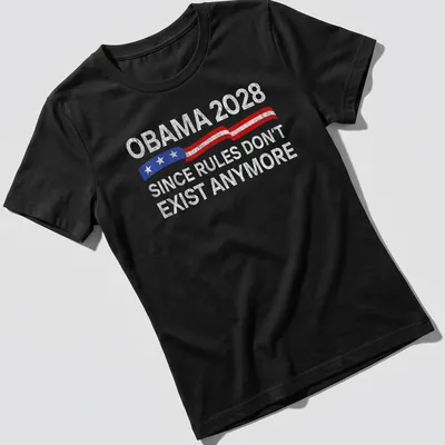 Vintage distressed Obama 2028 shirt with edgy political humor — printed on a women's shirt
