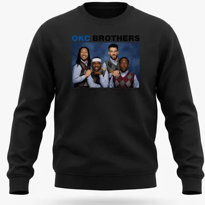 Team photo T-shirt featuring OKC Brothers basketball players in vibrant colors — printed on a unisex sweatshirt