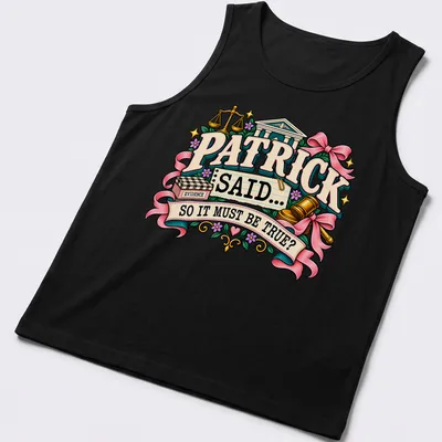 Colorful vintage design featuring gavel and scales of justice with humorous text — printed on a tank top