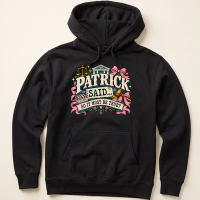 Colorful vintage design featuring gavel and scales of justice with humorous text — printed on a unisex hoodie