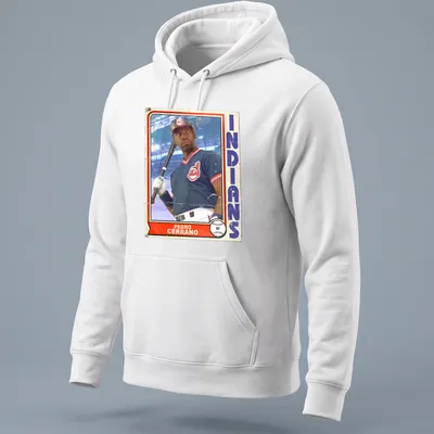 Retro trading card design featuring Pedro Cerrano from Major League — printed on a unisex hoodie