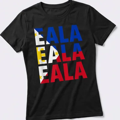 EALA letter shirt featuring the blue, red, yellow, and white colors of the Philippine flag — printed on a women's shirt