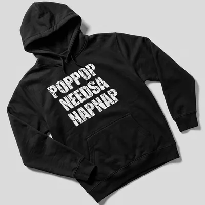 Vintage T-shirt with the phrase 'Poppop Needs A Napnap' in playful lettering. — printed on a unisex hoodie