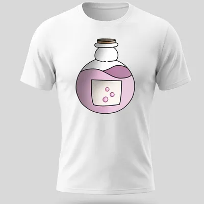 Kawaii line-art of a potion bottle filled with pink liquid