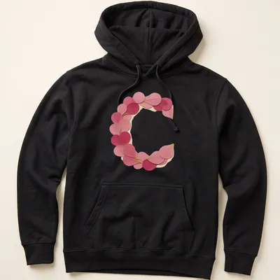 Vintage style t-shirt featuring a letter C formed from pink petals — printed on a unisex hoodie