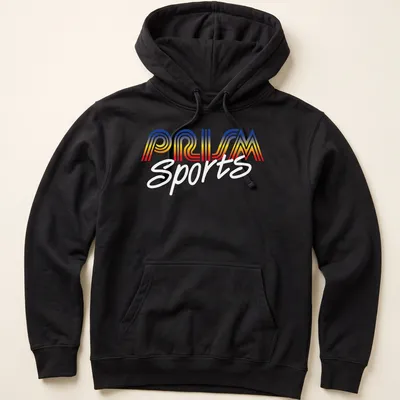 Retro Prism Sports t-shirt featuring vibrant colors and bold design. — printed on a unisex hoodie