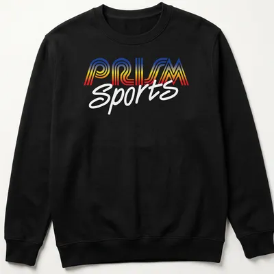 Retro Prism Sports t-shirt featuring vibrant colors and bold design. — printed on a unisex sweatshirt