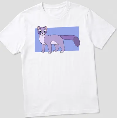 Cartoon graphic of Epel the purple cat with playful colors.