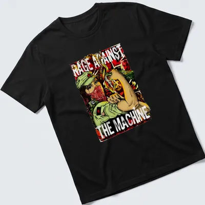 Vintage protest art of a revolutionary soldier with bold text 'RAGE AGAINST THE MACHINE'