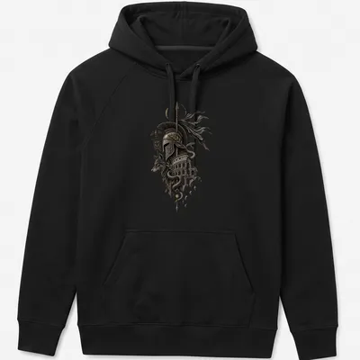 Illustration of Roman wolf and serpent with helmet and Colosseum, featuring text VIRTUS HONOR FIDES — printed on a unisex hoodie