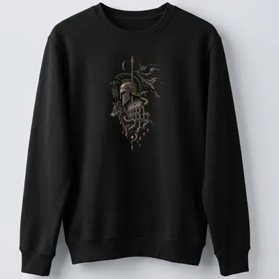 Illustration of Roman wolf and serpent with helmet and Colosseum, featuring text VIRTUS HONOR FIDES — printed on a unisex sweatshirt
