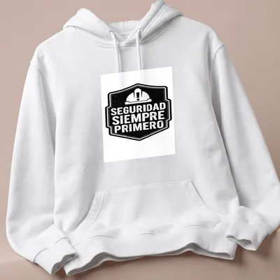 Vintage distressed t-shirt featuring a safety helmet with the text 'SEGURIDAD SIEMPRE PRIMERO' — printed on a unisex hoodie