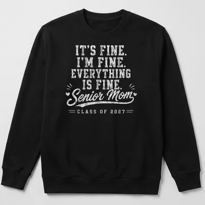 Distressed t-shirt with humorous text for Senior Moms celebrating graduation — printed on a unisex sweatshirt