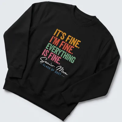 Vintage distressed text t-shirt for Senior Moms celebrating Class of 2027 — printed on a unisex sweatshirt