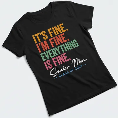 Vintage distressed text t-shirt for Senior Moms celebrating Class of 2027 — printed on a women's shirt