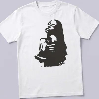 Monochromatic silhouette of a woman with 'code Love deluxe' text in black and white