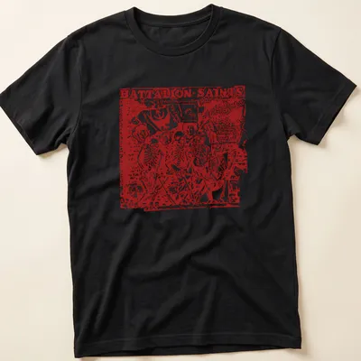 Punk art t-shirt featuring skeleton band members with bold text.