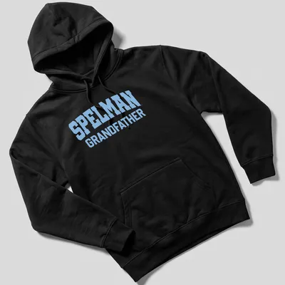 Bold collegiate Spelman Grandpa t-shirt in light blue — printed on a unisex hoodie