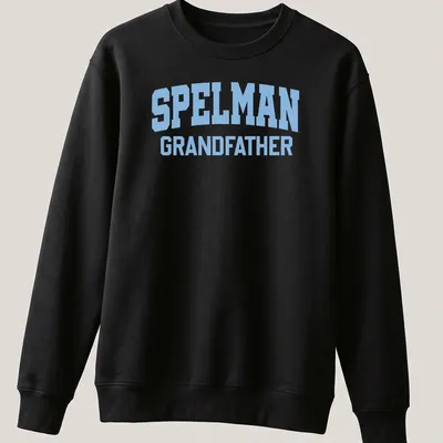 Bold collegiate Spelman Grandpa t-shirt in light blue — printed on a unisex sweatshirt