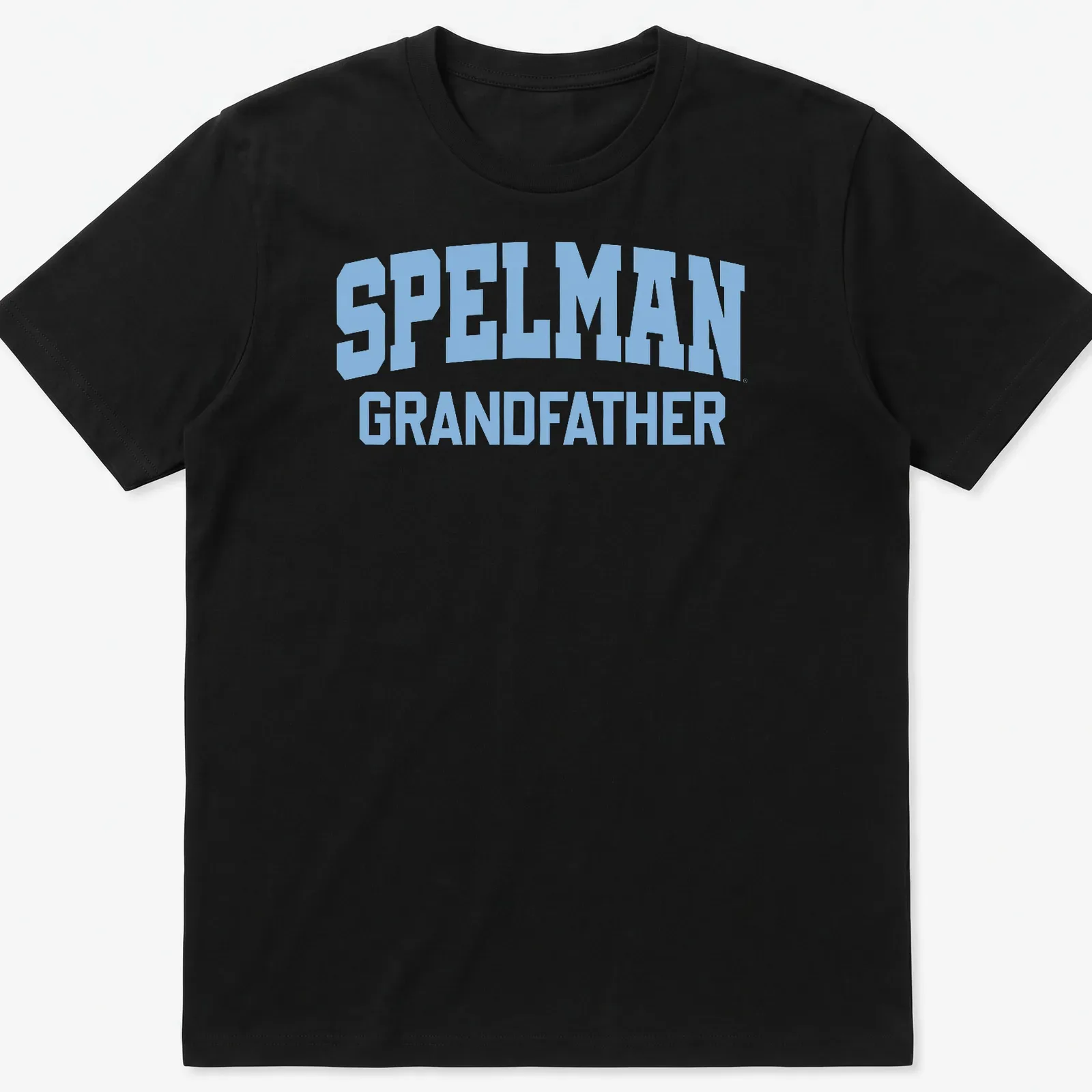 Bold collegiate Spelman Grandpa t-shirt in light blue — printed on a unisex t-shirt