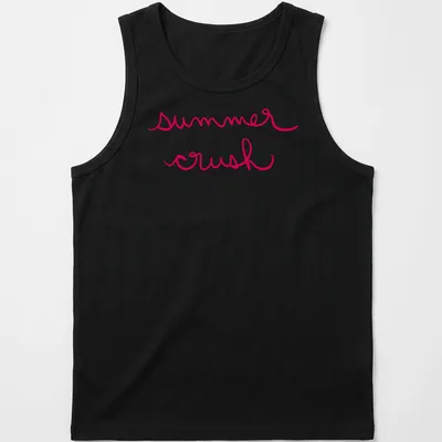 Summer Crush T-Shirt featuring playful typography of the phrase summer crush — printed on a tank top