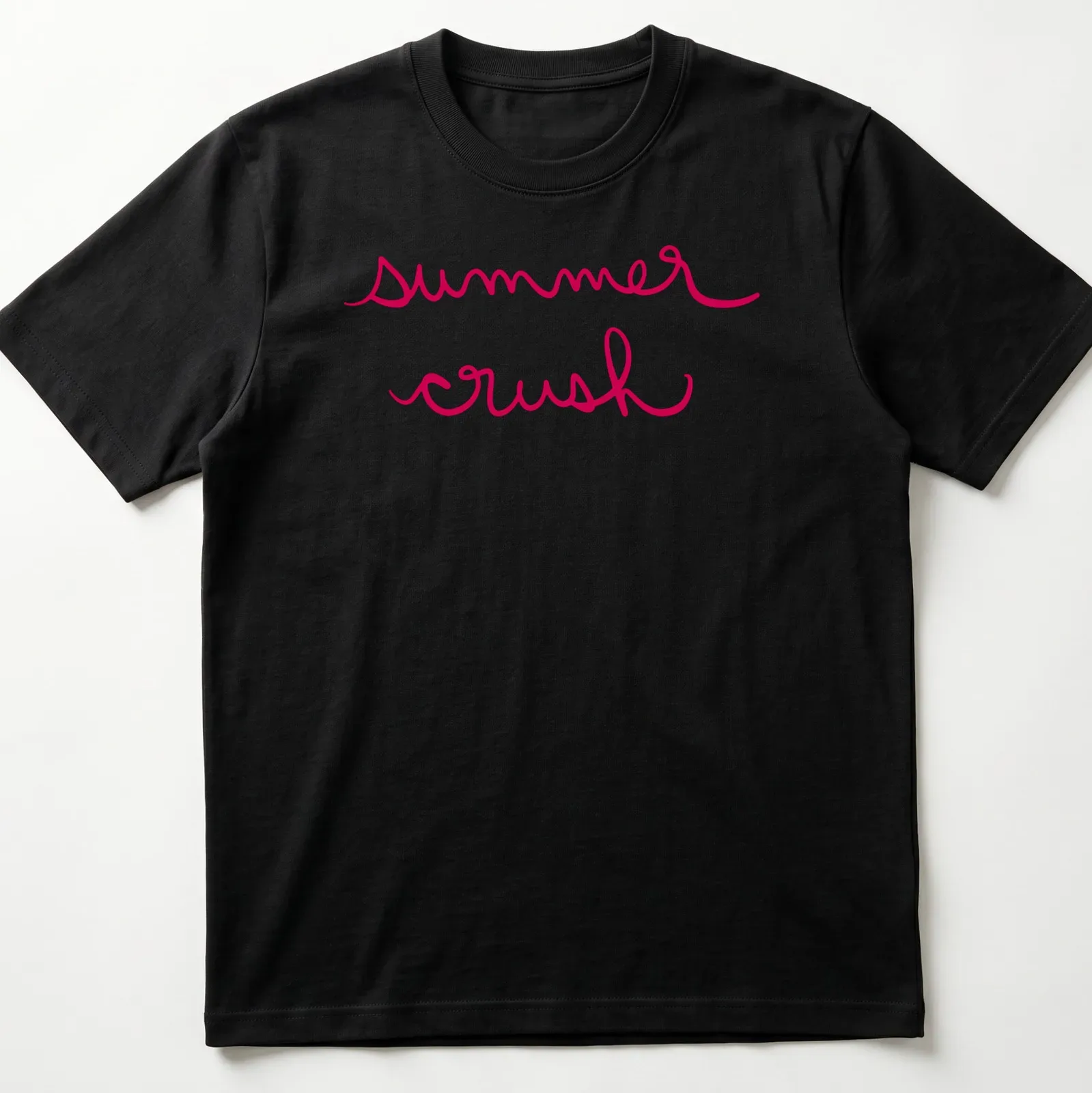Summer Crush T-Shirt featuring playful typography of the phrase summer crush — printed on a unisex t-shirt