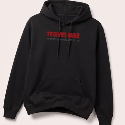 Bold distressed Travel Ball t-shirt with humorous text about weekends — printed on a unisex hoodie