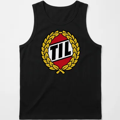 Tromso IL logo and wreath emblem in red, black, and yellow — printed on a tank top