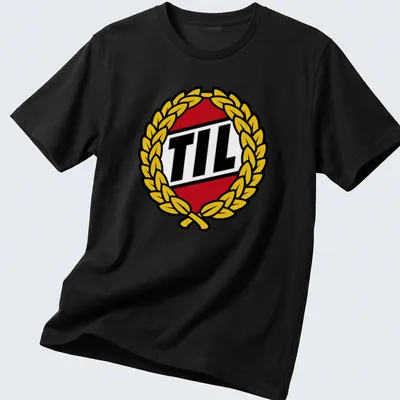 Tromso IL logo and wreath emblem in red, black, and yellow