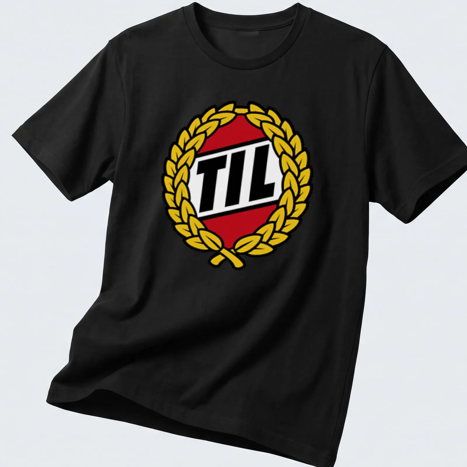 Tromso IL logo and wreath emblem in red, black, and yellow — printed on a unisex t-shirt