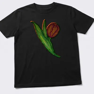 Colorful illustration of a tulip flower with the word 'Broken' in vibrant colors