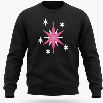 Colorful illustration of Twilight Sparkle's star with pink and purple hues — printed on a unisex sweatshirt