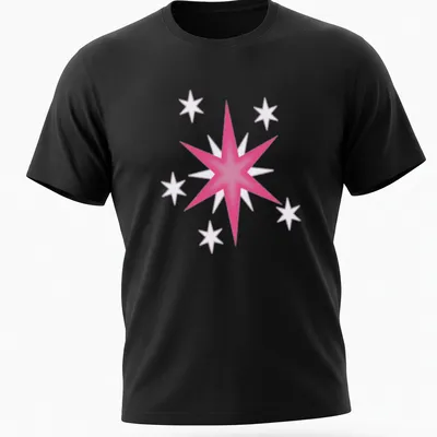 Colorful illustration of Twilight Sparkle's star with pink and purple hues