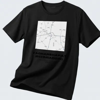 Minimalist black and white city map of Vagharshapat, Armenia, with geographic coordinates