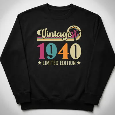 Vintage 1940 Limited Edition T-shirt with palm trees and retro print — printed on a unisex sweatshirt