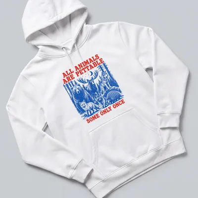 Vintage T-shirt featuring wildlife illustrations and humorous text about animals. — printed on a unisex hoodie