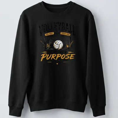Vintage distressed T-shirt with volleyball graphic and motivational text — printed on a unisex sweatshirt