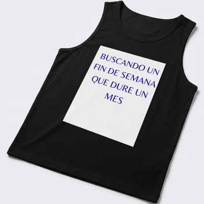 Bold typography on a blue shirt with the phrase about endless weekends. — printed on a tank top
