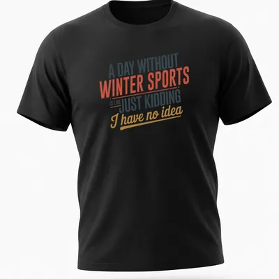 Funny winter sports quote in bold typography with colorful text
