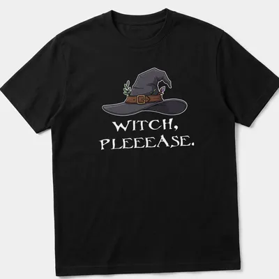 Cartoon witch hat with green leaves and crystal in black, brown, green, and purple