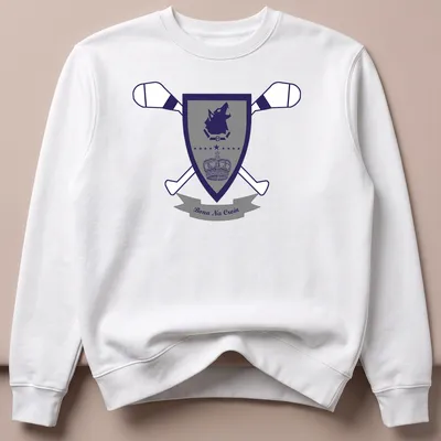 Emblematic design of a wolf with 'Bona Na Croin' text in navy and gray — printed on a unisex sweatshirt