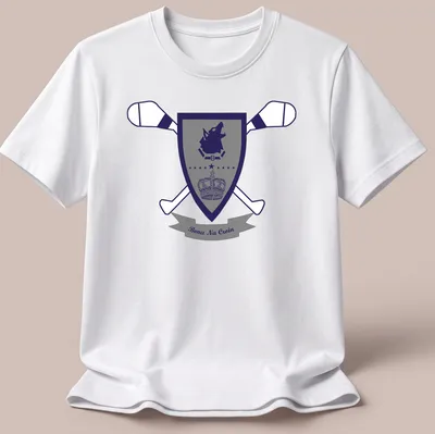 Emblematic design of a wolf with 'Bona Na Croin' text in navy and gray