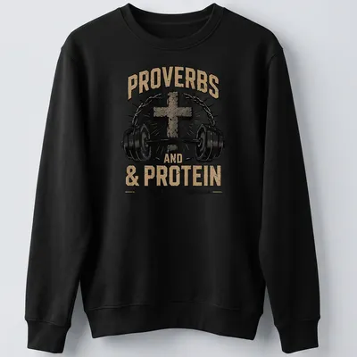 Vintage distressed t-shirt featuring a cross and barbell with inspirational text — printed on a unisex sweatshirt